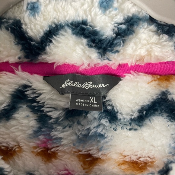 Eddie Bauer Women’s Sherpa Fleece 1/4 Zip Pullover XL Aztec Print - Picture 4 of 8